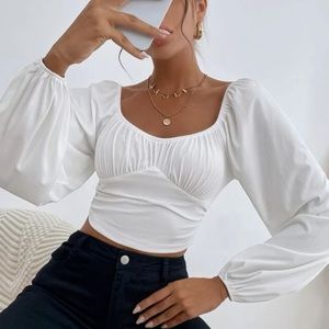 White Long Sleeve crop top